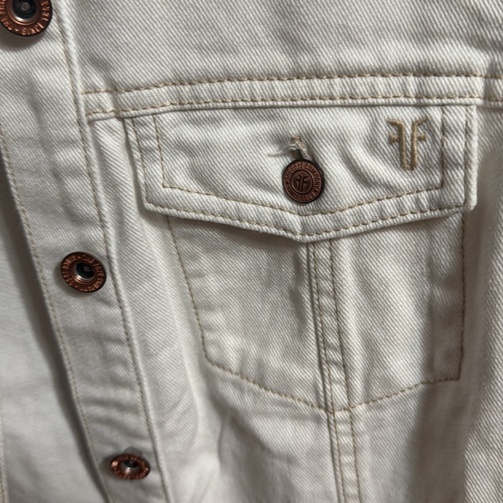 NWT Women's Frye White Long Denim Jacket - Picture 4 of 5
